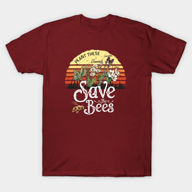 Vintage Plant These Save The Bees T-shirt Gift T-Shirt by USProudness